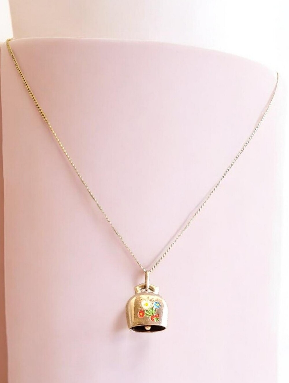 Antique Sterling Silver Cow Bell Pendant
